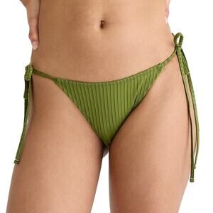 J.Crew Wide-Rib Curved-Waist Cheeky String Bikini Bottom Rings Textured Size XXL